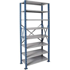 Hallowell - 8 Shelf Starter Heavy-Duty Open Steel Shelving - 800 Lb Capacity, 36" Wide x 87" High x 18" Deep, Blue/Platinum - Industrial Tool & Supply