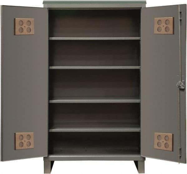 Durham - 4 Shelf Locking Storage Cabinet - Steel, 60" Wide x 24" Deep x 78" High, Gray - Industrial Tool & Supply