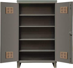 Durham - 4 Shelf Locking Storage Cabinet - Steel, 60" Wide x 24" Deep x 78" High, Gray - Industrial Tool & Supply