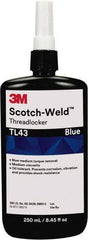 3M - 250 mL, Blue, Medium Strength Liquid Threadlocker - 24 hr Full Cure Time - Industrial Tool & Supply