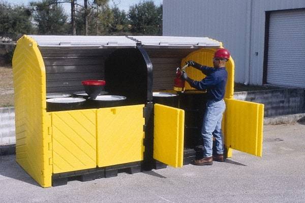 UltraTech - 75 Gal Sump, 9,000 Lb Capacity, 8 Drum, Polyethylene Spill Deck or Pallet - 68" Long x 64" Wide x 88" High, Liftable Fork, Drain Included, Low Profile, 2 x 2 Drum Configuration - Industrial Tool & Supply