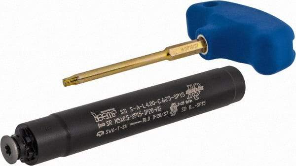 Iscar - T-Slot 5/8" Stepped Shank Milling Tip Insert Holder & Shank - 0.591" Neck Diam, M5x0.50 Neck Thread, 4.197" OAL, SD S-A-SP Tool Holder - Industrial Tool & Supply