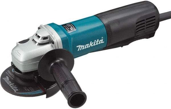 Makita - 4-1/2" Wheel Diam, 10,500 RPM, Corded Angle & Disc Grinder - 5/8-11 Spindle, 120 Volts, 10 Amps - Industrial Tool & Supply