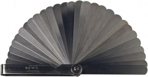 Mitutoyo - 28 Piece, 0.05 to 1mm Feeler Gage Set - 100mm Long x 13mm Wide, Tempered Steel - Industrial Tool & Supply