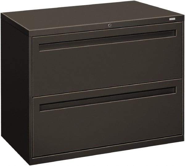 Hon - 36" Wide x 28-3/8" High x 19-1/4" Deep, 2 Drawer Lateral File - Steel, Charcoal - Industrial Tool & Supply