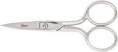 Clauss - 1" LOC, 6-5/8" OAL Carbon Steel Curved Scissors - Offset Handle, For Paper, Fabric - Industrial Tool & Supply