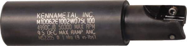 Kennametal - 3/4" Cut Diam, 0.398" Max Depth of Cut, 3/4" Shank Diam, 3.13" OAL, Indexable Square Shoulder End Mill - EC10.., EP10.. Inserts, Weldon Shank, 0° Lead Angle, Through Coolant - Industrial Tool & Supply
