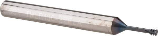 Scientific Cutting Tools - #6-32 UNC, 0.1" Cutting Diam, 3 Flute, Solid Carbide Helical Flute Thread Mill - Internal Thread, 0.4" LOC, 2-1/2" OAL, 1/4" Shank Diam - Industrial Tool & Supply