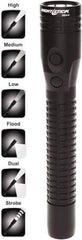 Bayco - LED Bulb, Industrial/Tactical Flashlight - Black Aluminum Body, Integrated Batteries - Industrial Tool & Supply