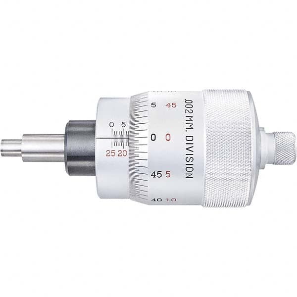 Starrett - 25mm, 2-1/16 Inch Plain Thimble, 5/16 Inch Diameter x 1-7/16 Inch Long Spindle, Mechanical Micrometer Head - Industrial Tool & Supply