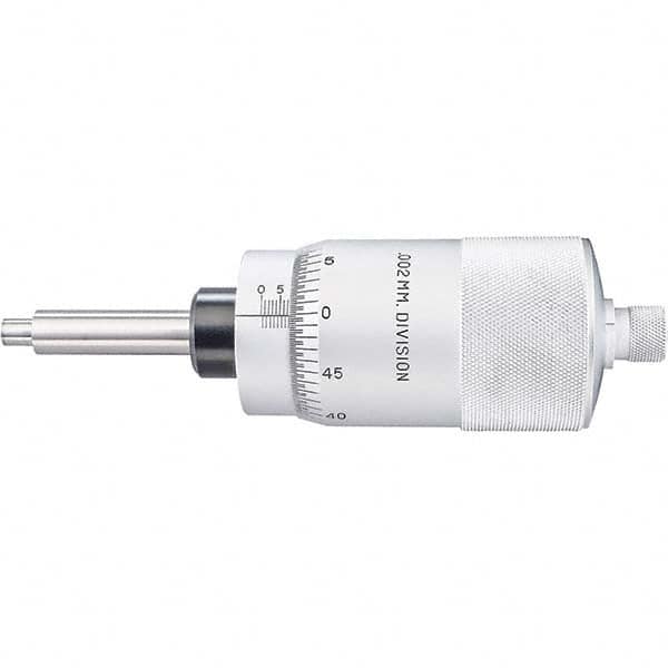 Starrett - 25mm, 2-1/16 Inch Plain Thimble, 5/16 Inch Diameter x 2-7/16 Inch Long Spindle, Mechanical Micrometer Head - Industrial Tool & Supply