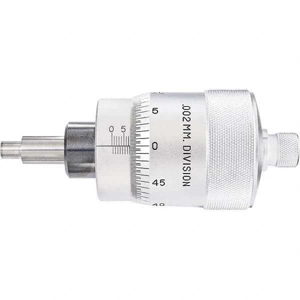 Starrett - 25mm, 2-1/16 Inch Plain Thimble, 5/16 Inch Diameter x 1-7/16 Inch Long Spindle, Mechanical Micrometer Head - Industrial Tool & Supply