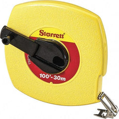 Starrett - 100' x 3/8" Yellow Blade Tape Measure - 1/8" & 1mm Graduation, L6 Graduation Style, Yellow Case - Industrial Tool & Supply