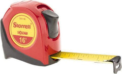 Starrett - 16' x 1" Yellow Blade Tape Measure - 1/16" Graduation, S1 Graduation Style, Red Case - Industrial Tool & Supply
