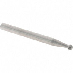 Cle-Line - 3/32" Cut Diam, 1/8" Shank Diam, Ball Head Single Cut Burr - Carbide, 3/32" LOC, 1-1/2" OAL - Industrial Tool & Supply