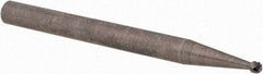 Cle-Line - 1/16" Cut Diam, 1/8" Shank Diam, Ball Head Single Cut Burr - Carbide, 1/16" LOC, 1-1/2" OAL - Industrial Tool & Supply