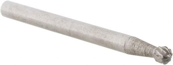 Cle-Line - 1/8" Cut Diam, 1/8" Shank Diam, Ball Head Double Cut Burr - Carbide, 1/8" LOC, 1-1/2" OAL - Industrial Tool & Supply