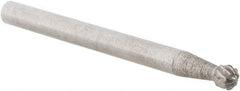 Cle-Line - 1/8" Cut Diam, 1/8" Shank Diam, Ball Head Double Cut Burr - Carbide, 1/8" LOC, 1-1/2" OAL - Industrial Tool & Supply
