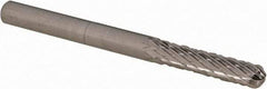 Cle-Line - 1/8" Cut Diam, 1/8" Shank Diam, Cylinder with Radius Head Double Cut Burr - Carbide, Radius End, 9/16" LOC, 1-1/2" OAL - Industrial Tool & Supply