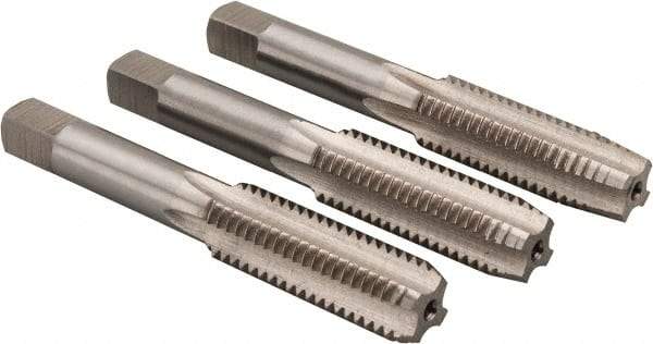 Cle-Line - M14x2.00 Metric, 4 Flute, Bottoming, Plug & Taper, Bright Finish, High Speed Steel Tap Set - Right Hand Cut, 3-37/64" OAL, 1-23/32" Thread Length, Series 0404 - Industrial Tool & Supply