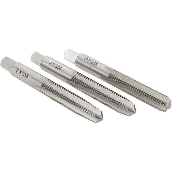 Cle-Line - M8x1.25 Metric, 4 Flute, Bottoming, Plug & Taper, Bright Finish, High Speed Steel Tap Set - Right Hand Cut, 2-23/32" OAL, 1-1/8" Thread Length, Series 0404 - Industrial Tool & Supply