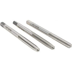 Cle-Line - M5x0.80 Metric, 4 Flute, Bottoming, Plug & Taper, Bright Finish, High Speed Steel Tap Set - Right Hand Cut, 2-3/8" OAL, 7/8" Thread Length, Series 0404 - Industrial Tool & Supply