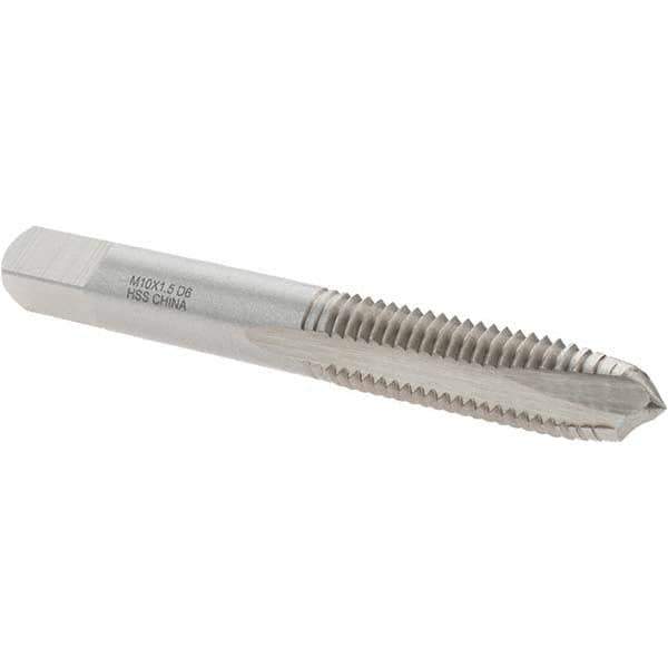 Cle-Force - M10x1.50 Metric Coarse, 3 Flute, Bright Finish, High Speed Steel Spiral Point Tap - Plug Chamfer, Right Hand Thread, 2-15/16" OAL, 1-1/4" Thread Length, 9.68mm Shank Diam, Series 1694M - Exact Industrial Supply