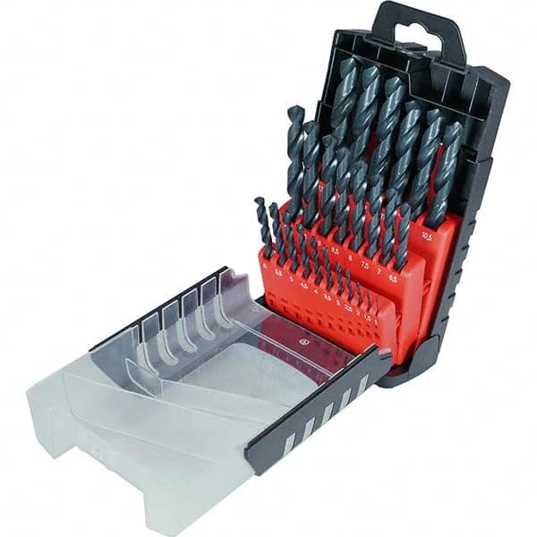 Cle-Force - 1 to 13mm, 118° Point, Oxide Finish, High Speed Steel Jobber Length Drill Bit Set - Industrial Tool & Supply