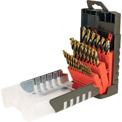 Cle-Force - 1/16 to 1/2", 135° Point, Oxide/Gold Finish, High Speed Steel Maintenance Length Drill Bit Set - Industrial Tool & Supply