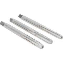 Cle-Line - #10-32 UNF, 4 Flute, Bottoming, Plug & Taper, Bright Finish, High Speed Steel Tap Set - Right Hand Cut, 2-3/8" OAL, 7/8" Thread Length, Series 0404 - Industrial Tool & Supply