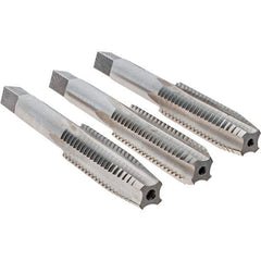 Cle-Line - 1/2-13 UNC, 4 Flute, Bottoming, Plug & Taper, Bright Finish, High Speed Steel Tap Set - Right Hand Cut, 3-3/8" OAL, 1-21/32" Thread Length, Series 0404 - Industrial Tool & Supply