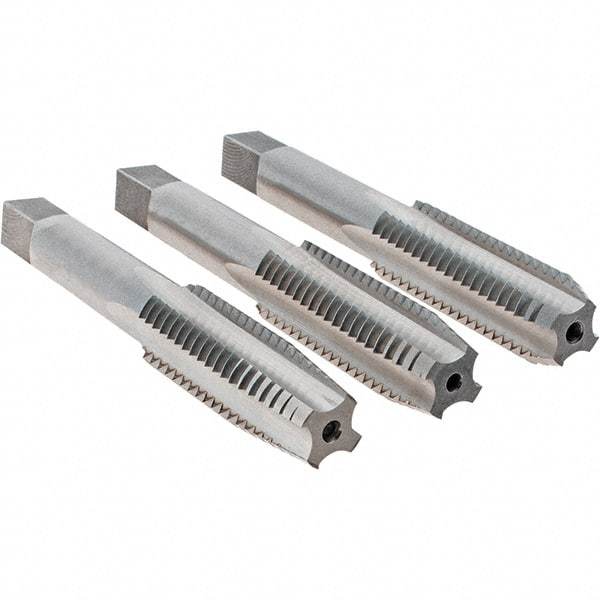 Cle-Line - 9/16-12 UNC, 4 Flute, Bottoming, Plug & Taper, Bright Finish, High Speed Steel Tap Set - Right Hand Cut, 3-19/32" OAL, 1-21/32" Thread Length, Series 0404 - Industrial Tool & Supply