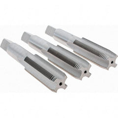 Cle-Line - 3/4-16 UNF, 4 Flute, Bottoming, Plug & Taper, Bright Finish, High Speed Steel Tap Set - Right Hand Cut, 4-1/4" OAL, 2" Thread Length, Series 0404 - Exact Industrial Supply