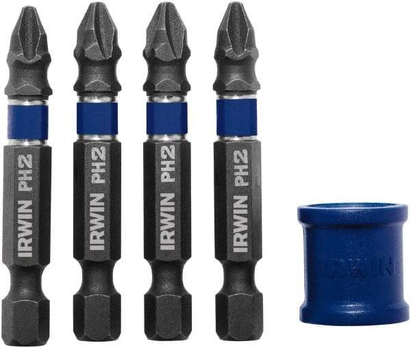 Irwin - 5 Piece, Phillips Handle, Power Bit Set - No. 2 Phillips - Industrial Tool & Supply