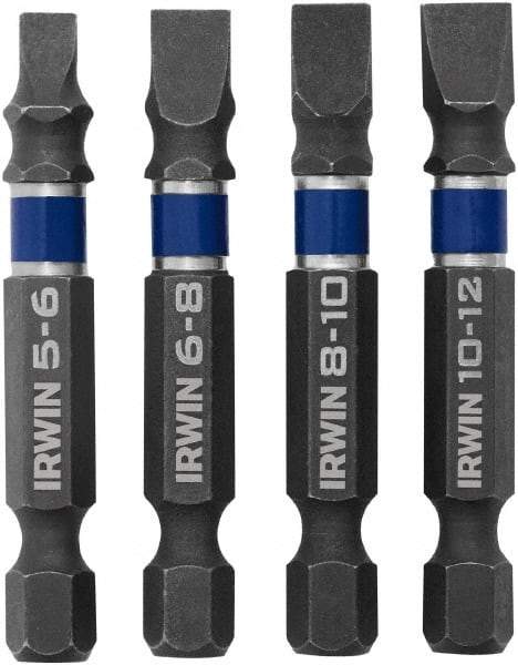 Irwin - 4 Piece, Bit Set - 1/4" Hex Drive, Slotted Point - Industrial Tool & Supply