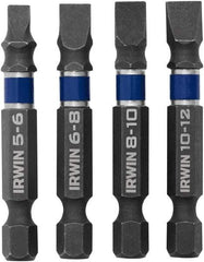 Irwin - 4 Piece, Bit Set - 1/4" Hex Drive, Slotted Point - Industrial Tool & Supply