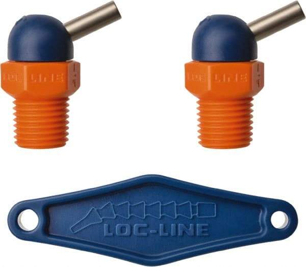Loc-Line - 1/4" Hose Inside Diam x 5/32" Nozzle Diam, High-Pressure Coolant Hose Nozzle - NPT, for Use with Loc-Line Modular Hose System, 2 Pieces - Industrial Tool & Supply