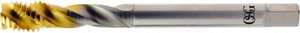 OSG - M14x2.00 3 Flute 6H Modified Bottoming Spiral Flute Tap - Vanadium High Speed Steel, TiN Finish, 110mm OAL, Right Hand Flute, Right Hand Thread, D5, Series 16455 - Industrial Tool & Supply