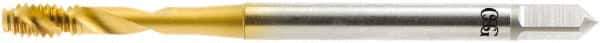 OSG - #8-36 UNF 2 Flute 2B Modified Bottoming Spiral Flute Tap - Vanadium High Speed Steel, TiN Finish, 63mm OAL, Right Hand Flute, Right Hand Thread, H2, Series 16450 - Exact Industrial Supply