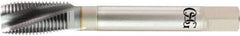 OSG - 3/8-24 UNF, 3 Flute, V Finish, Powdered Metal Spiral Point Tap - Plug Chamfer, Right Hand Thread, 1-1/4" Thread Length, 0.381" Shank Diam, 2B Class of Fit, Series 13063 - Exact Industrial Supply