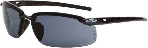 CrossFire - Smoke Lenses, Framed Safety Glasses - Scratch Resistant, Black Frame, Size Universal, Wrap Around - Industrial Tool & Supply