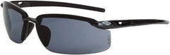 CrossFire - Smoke Lenses, Framed Safety Glasses - Scratch Resistant, Black Frame, Size Universal, Wrap Around - Industrial Tool & Supply