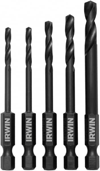 Irwin - 1/8 to 1/4", Oxide Finish, High Speed Steel Hex Shank Drill Bit Set - Industrial Tool & Supply