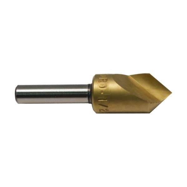 M.A. Ford - 1/4" Head Diam, 1/4" Shank Diam, 1 Flute 120° High Speed Steel Countersink - TiN Finish, 2" OAL - Industrial Tool & Supply