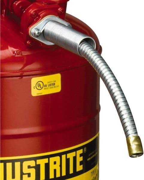 Justrite - 9 Inch Long, Safety Can Metal Flexible Nozzle - 5/8 Inch Diameter, Compatible with Type II Safety Cans - Industrial Tool & Supply