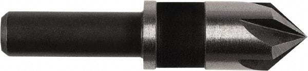 Irwin - 3/8" Head Diam, 1/4" Shank Diam, 5 Flute 82° High Speed Steel Countersink - Oxide Finish, 1-5/8" OAL, Single End, Straight Shank, Right Hand Cut - Industrial Tool & Supply