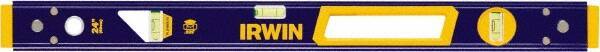 Irwin - 24" Long 3 Vial Box Beam Level - Aluminum, Blue/Yellow, 1 Level & 2 Plumb Vials - Industrial Tool & Supply