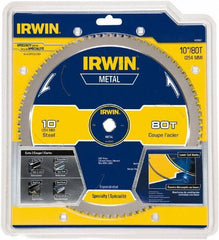 Irwin Blades - 10" Diam, 5/8" Arbor Hole Diam, 80 Tooth Wet & Dry Cut Saw Blade - Carbide-Tipped, Smooth Action, Standard Round Arbor - Industrial Tool & Supply