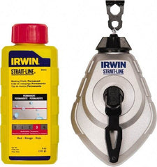 Irwin - 100' Long Reel & Chalk Set - Red, Includes (1) 4 oz Permanent Red Chalk (6:1) & (1) MACH6 Chalk Reel - Industrial Tool & Supply