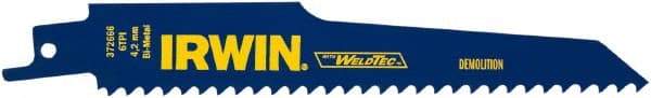 Irwin Blades - 6" Long, Bi-Metal Reciprocating Saw Blade - Tapered Profile, 6 TPI, Toothed Edge, Tang Shank - Industrial Tool & Supply